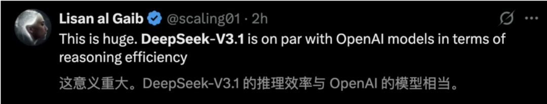 DeepSeek-V3.1发布，具备智能体能力的大模型